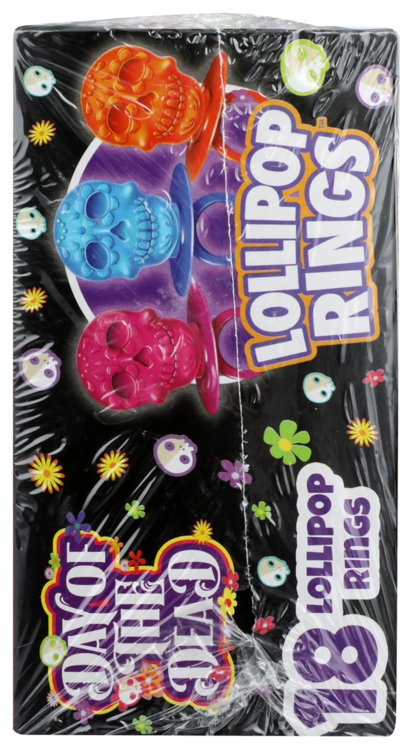 Skull-Shaped Lollipop Rings by Flix Candy – 7.61 oz Box (18 Count)