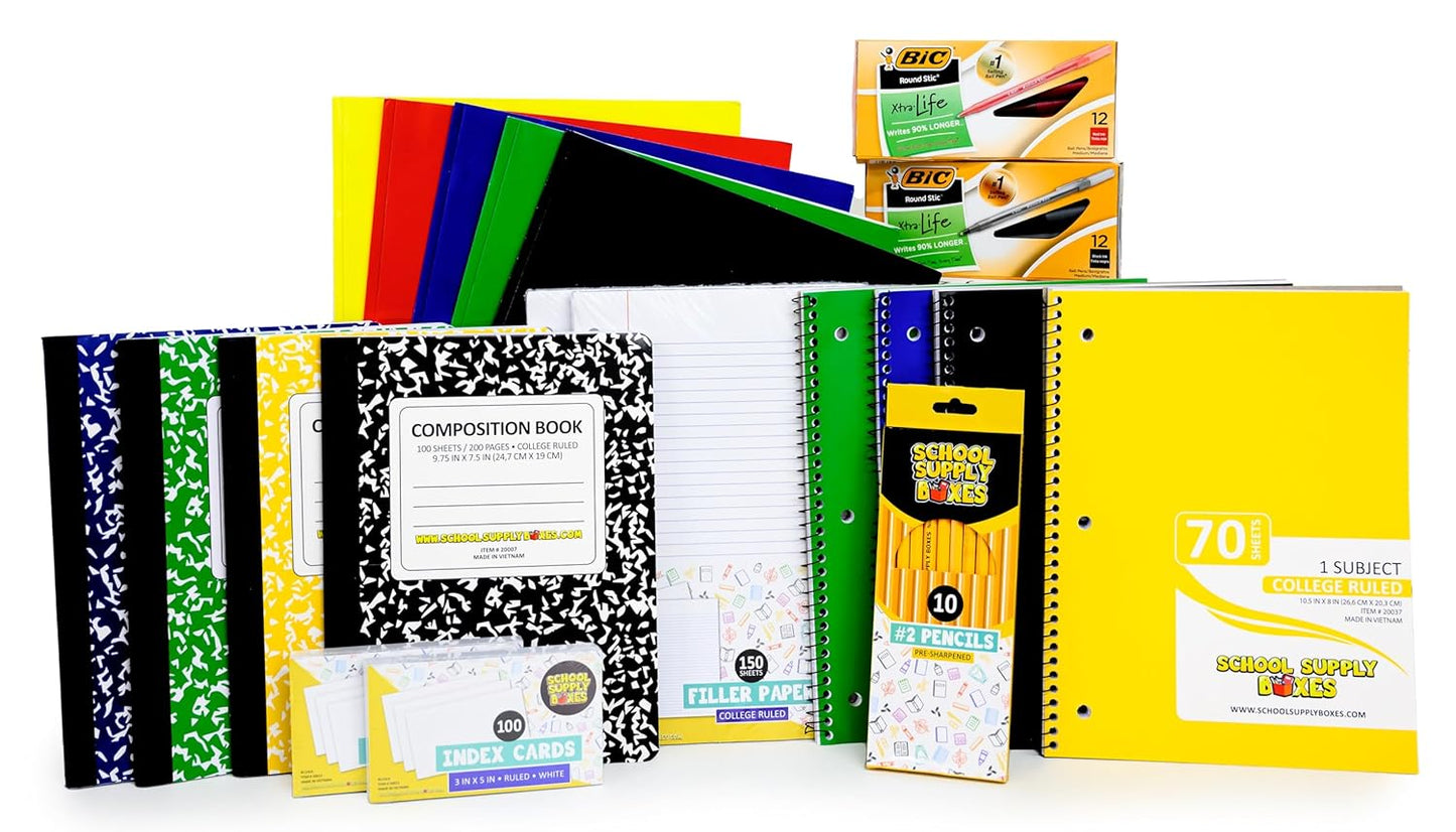 School Supply Boxes | High School Writing Bundle | All-in-One Writing Kit | Box (1), Case (2), Pallet (112)