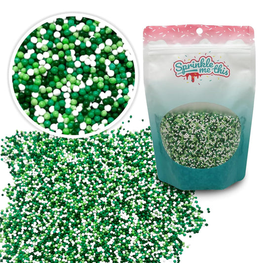 Sprinkle Me This – St. Paddy’s Pearls – Lucky Green, Lime & White Sugar Sprinkles (8 & 12 oz Bags)