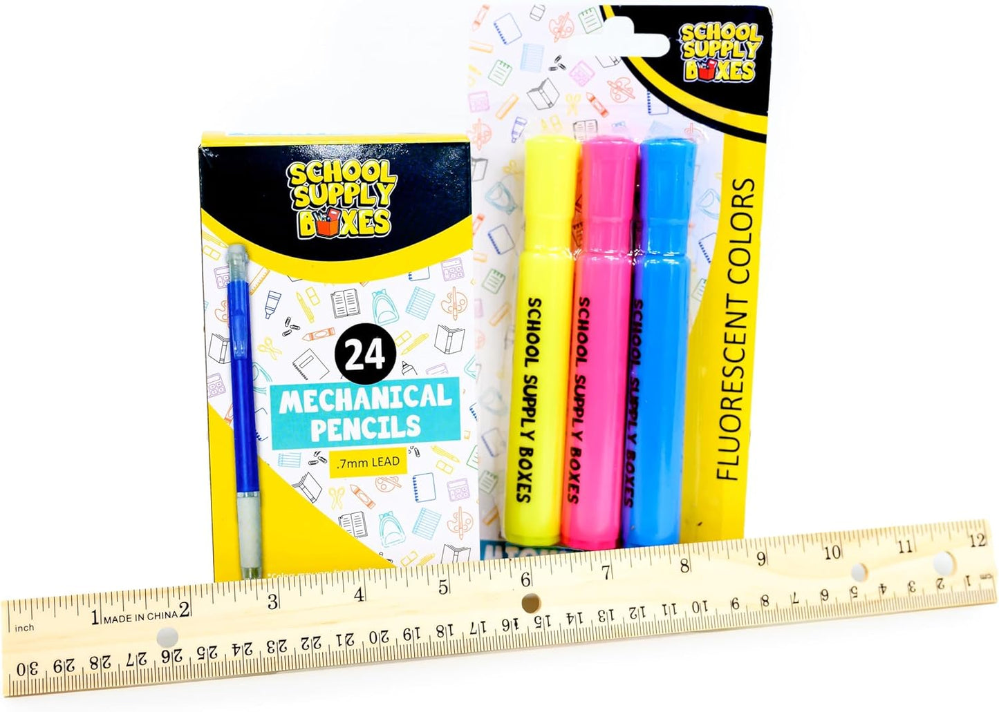 School Supply Boxes | 17" Clear & Black Backpack Bundle | Back to School Set for High School Students | 1 Backpack, Case (6), Pallet (180)