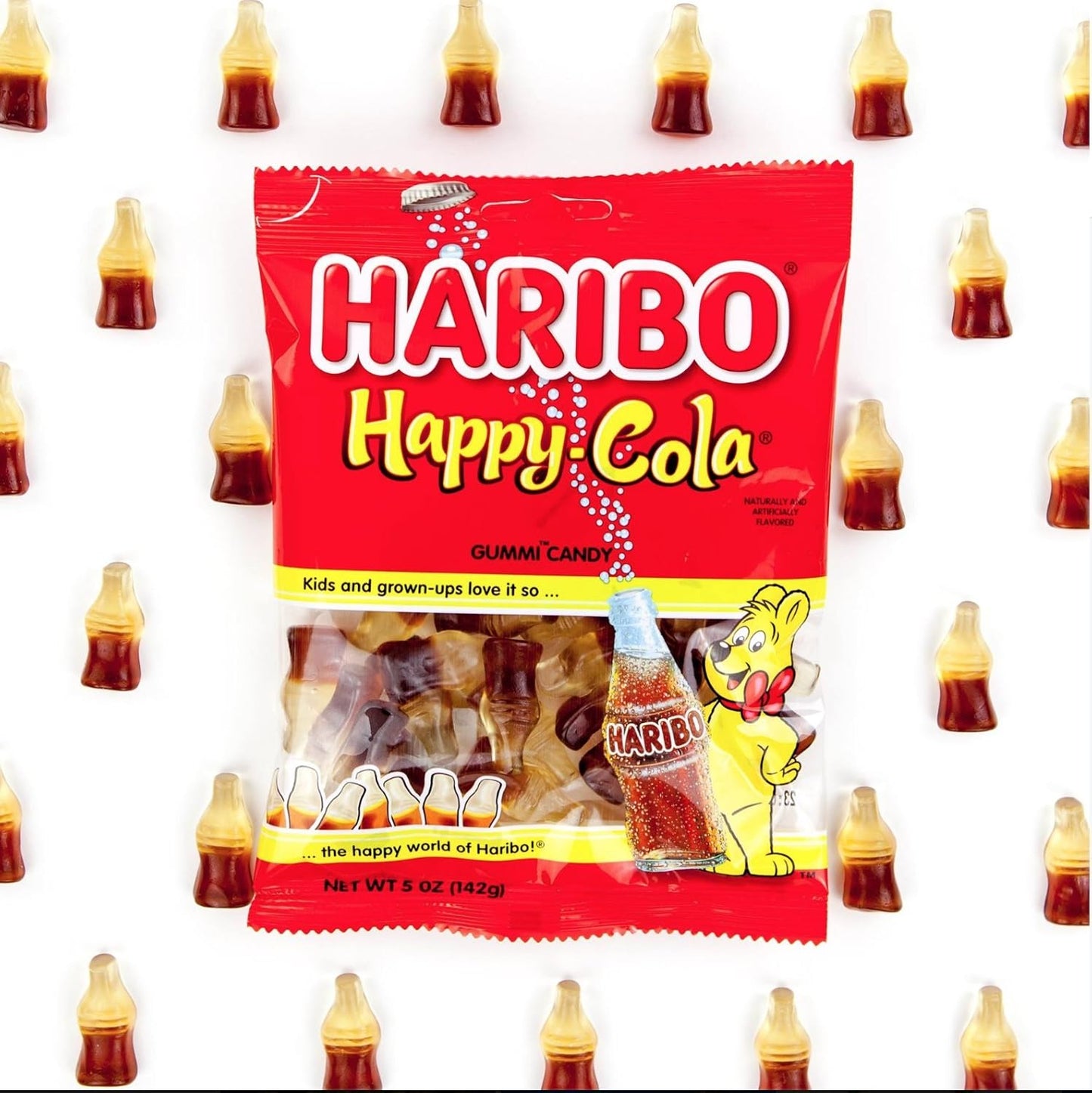 Haribo Gummi Candy Peg Bags – 5oz (Happy-Cola & Peaches)