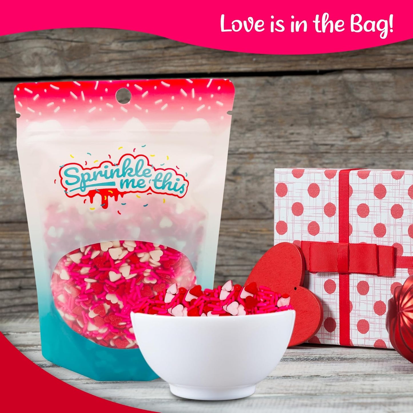 Sprinkle Me This – Made with Love Pink Heart Sprinkles – 4, 8, 12 oz – Fun & Festive Cake, Cupcake & Dessert Decorations
