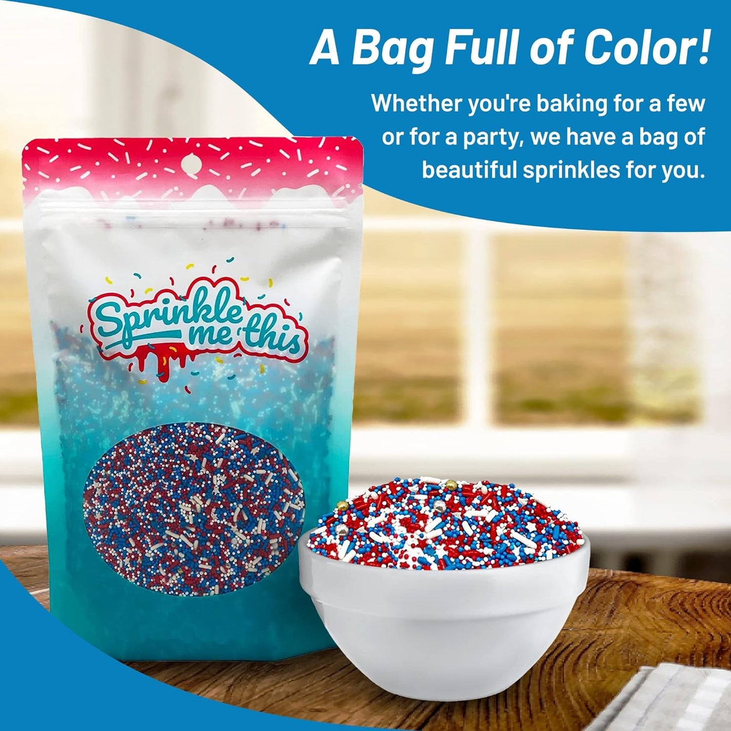 Sprinkle Me This – 4th of July Patriotic Sprinkle Mix – Red, White & Blue (4, 8 & 12 oz)
