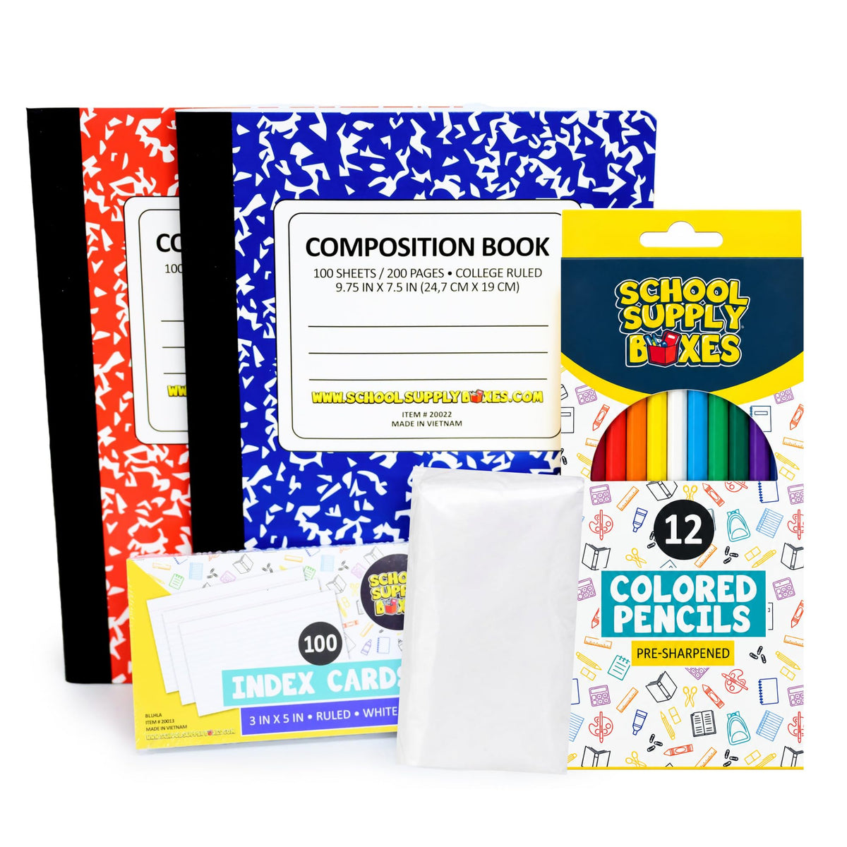 School Supply Boxes | Secondary School Bundle (50 Piece) | House Brand Edition | Available in a Box (1 Unit), a Case (2 Units), and a Pallet (112 Units)