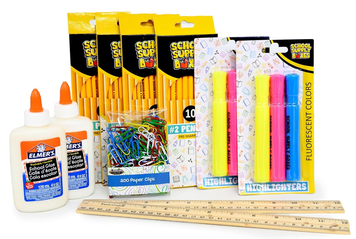 School Supply Boxes | Mega Bundle | Back-to-School Essentials for Students & Teachers | 90+ Neatly Packed Items | Box (1), Case (2), Pallet (36)