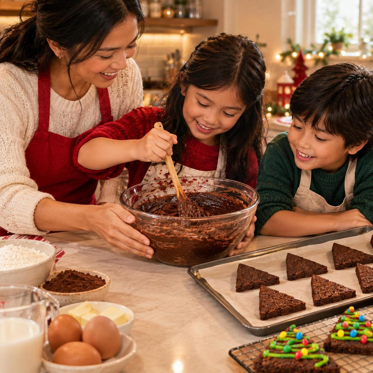 Treat Yourself! | Holiday Tree Brownie Mix Kit (Multiple Pack Sizes) | Christmas Baking & Decorating Activity for Kids, Families, Parties & Gifts