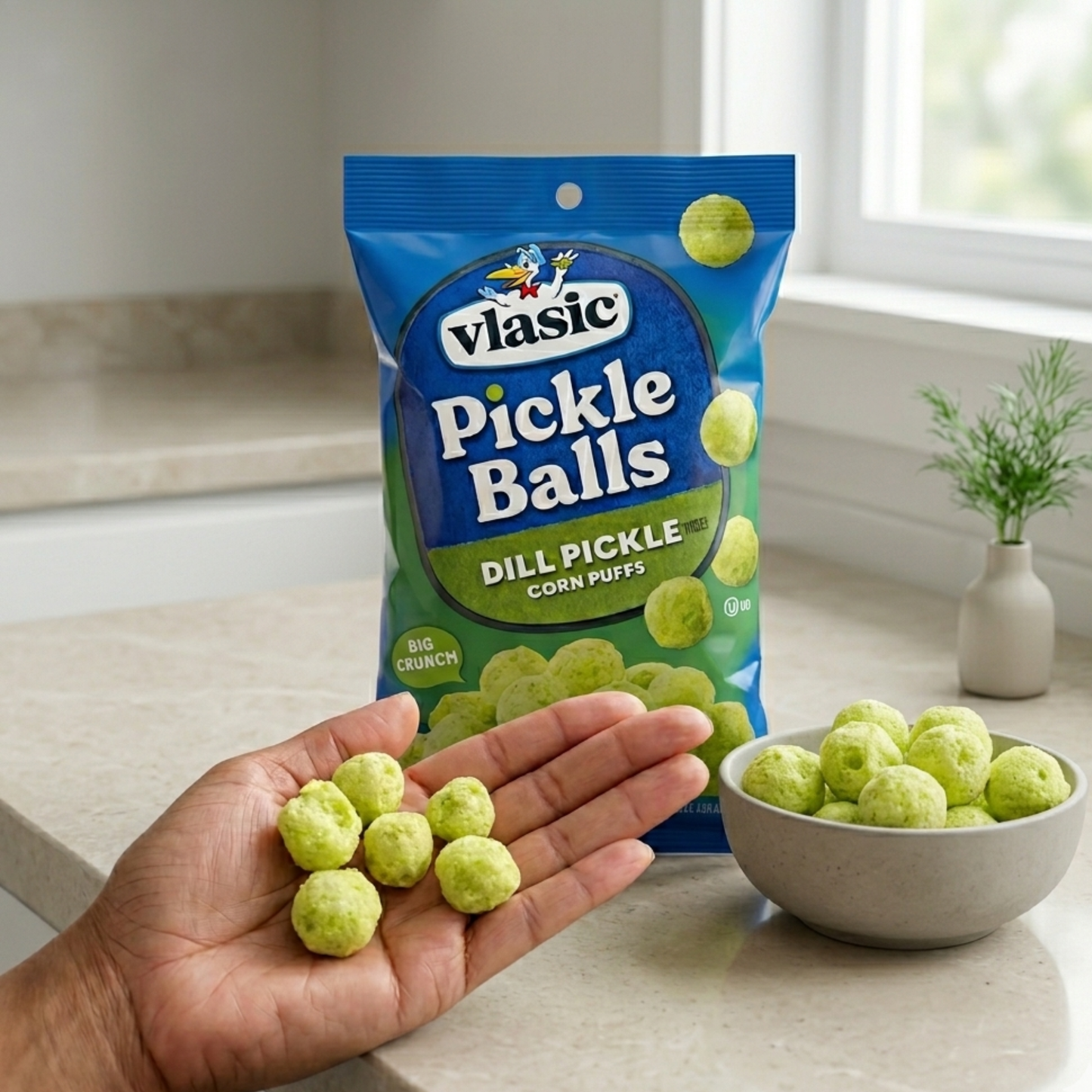 Vlasic Pickle Balls Corn Puffs | Dill Pickle or Spicy Dill Flavored Corn Puffs, 6.5 oz Bags | Available in 1 Pack, 2 Pack Combo, 3 Pack, 6 Pack & 12 Pack