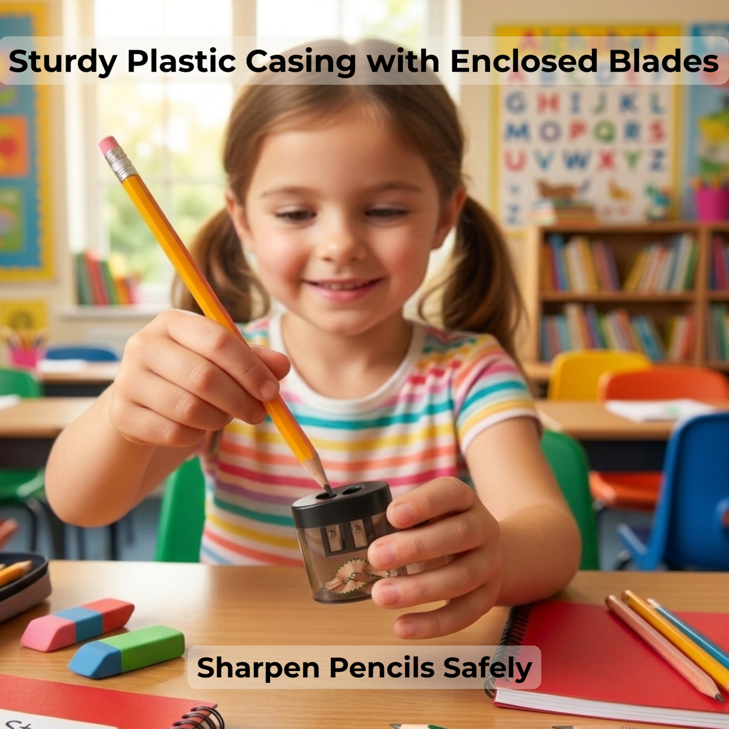 School Supply Boxes | Assorted Colors, Dual Hole Pencil Sharpeners | Available in 24 Pack, 48 Pack, 96 Pack, & 240 Pack | Durable Classroom and Office Supplies