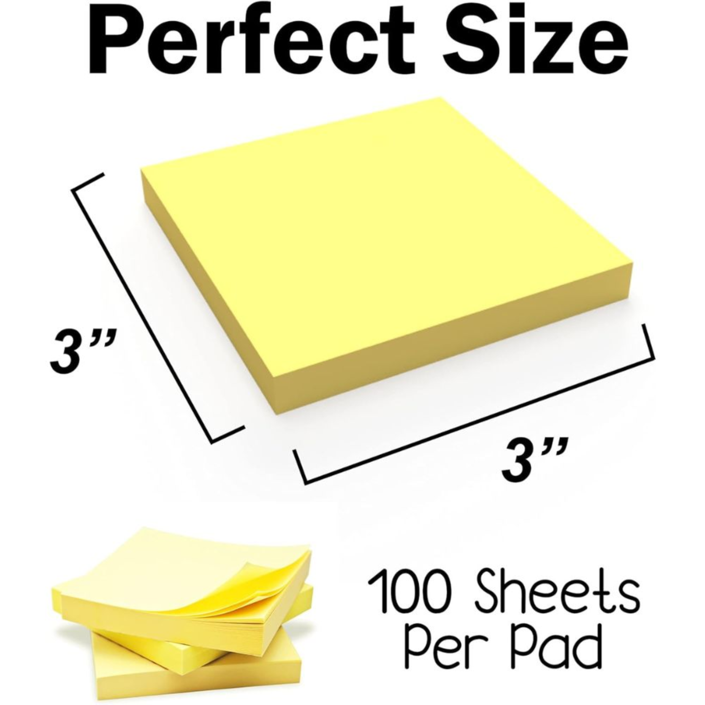 School Supply Boxes | 100 ct. Yellow Sticky Notes | Available in 10 Pack, 20 Pack, 50 Pack, 100 Pack, & 432 Pack | Self-Adhesive Notes for Home, Office, or Classroom