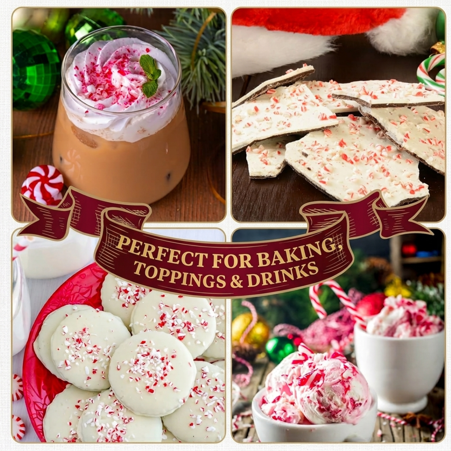 Treat Yourself! | Festival Peppermint Candy Cane Crunch | Holiday 10 oz Bag (Multiple Pack Sizes) | Crushed Candy Cane Pieces for Baking, Hot Cocoa, Ice Cream, & Holiday Desserts