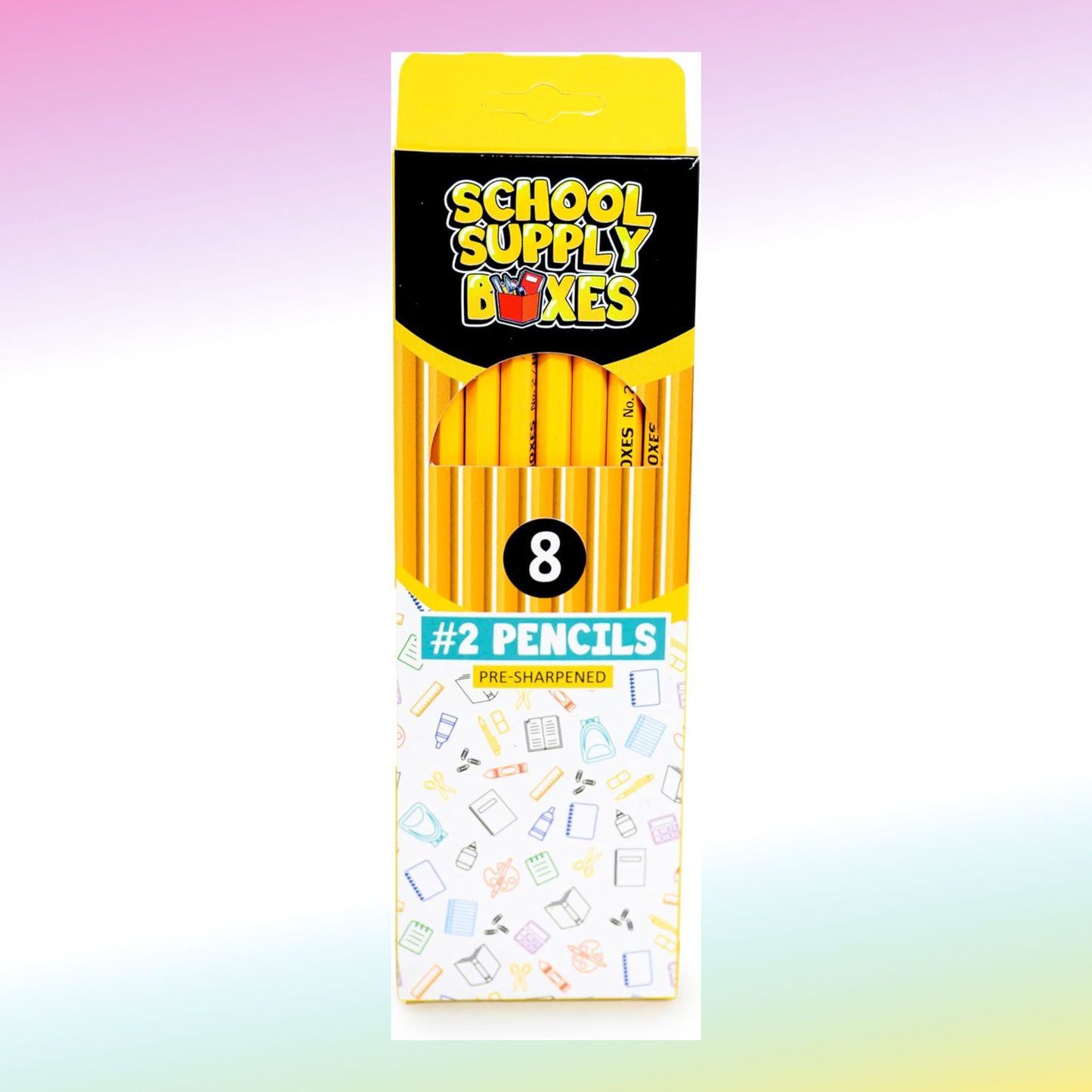 School Supply Boxes | (8 ct.) or (10 ct.) Wooden Pencil Pack  | Available in 1 Pack, 6 Pack, 12 Pack, 24 Pack, & 48 Pack | Pre-Sharpened No. 2 Wooden Pencils