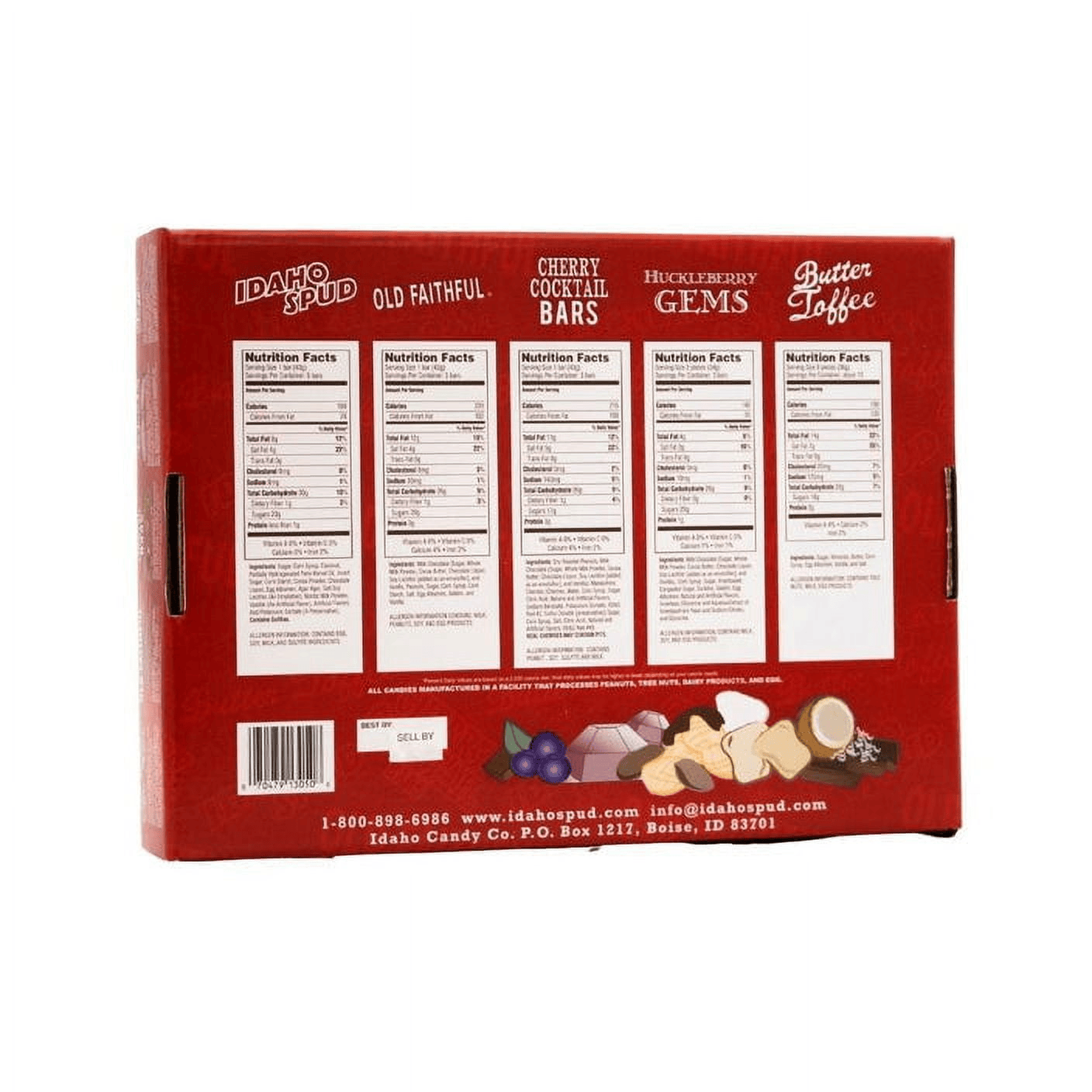 Idaho Candy 37 oz Variety Mailer – Gift-Ready Assortment of Butter Toffee, Spud Bars, Old Faithful, Cherry Cocktail & Huckleberry Gems