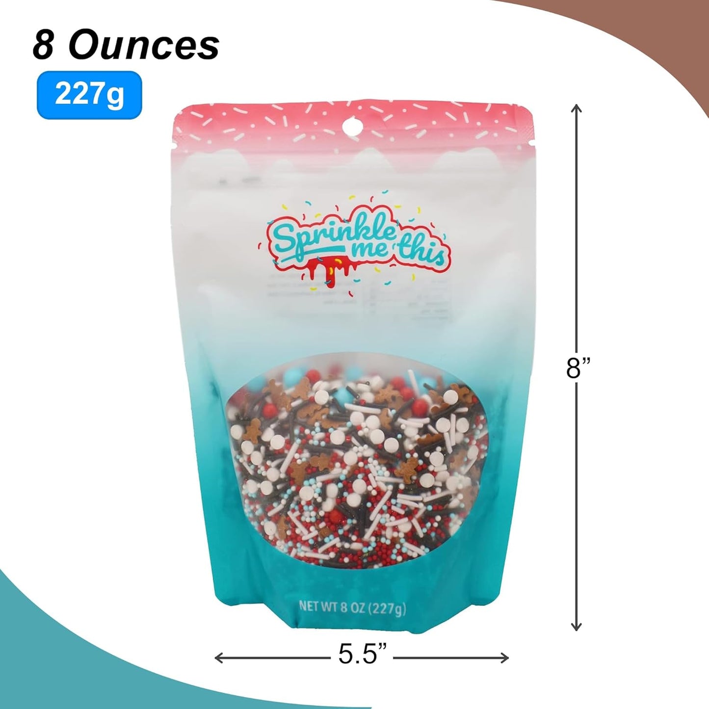 Sprinkle Me This – O.M.G. Oh My Gingerbread Sprinkles – 4, 8 & 12 oz – Festive Dessert Topping for Cookies, Cupcakes, and Cakes