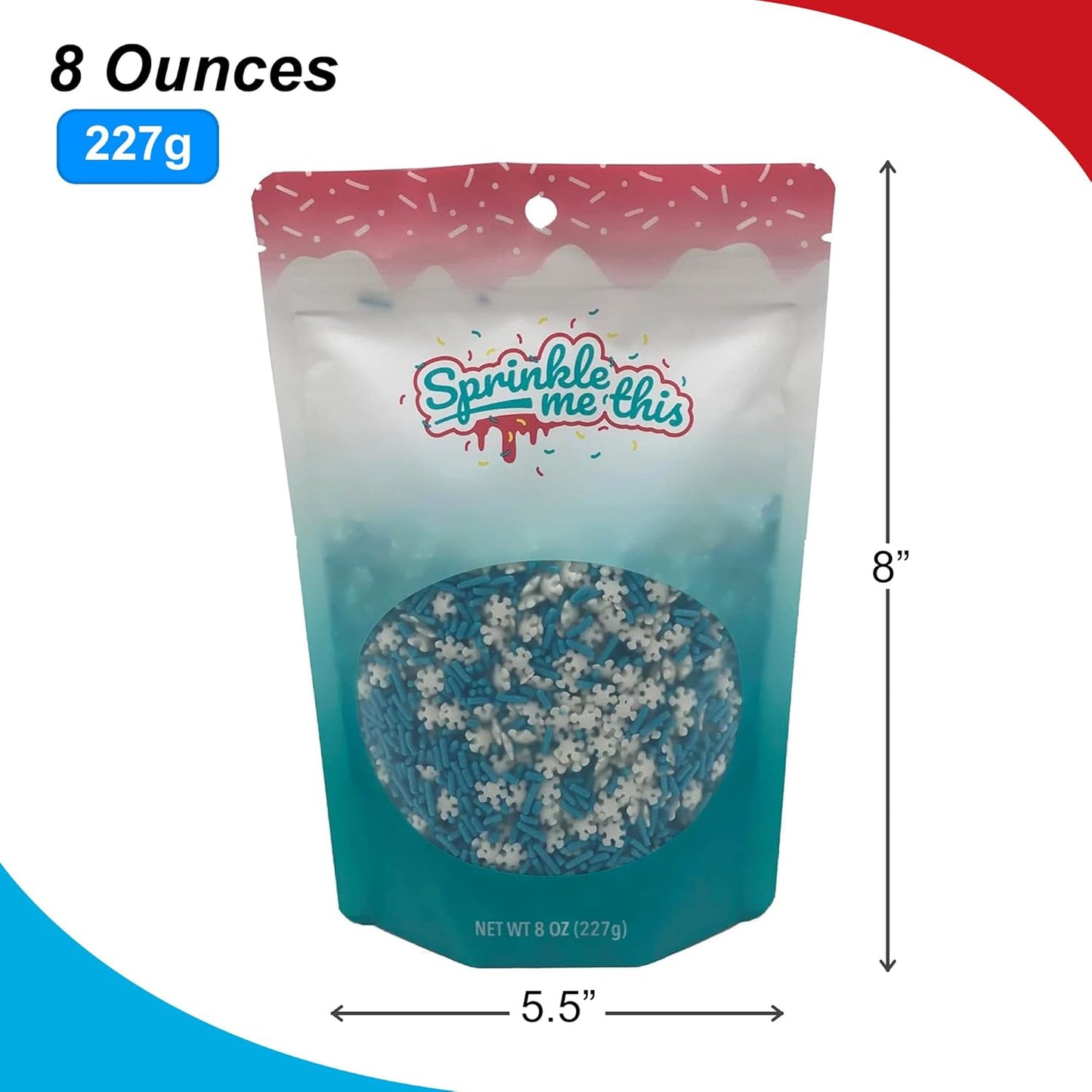 Sprinkle Me This – Snow Day Blend Sprinkles – 4, 8 & 12 oz – Festive Dessert Topping for Cookies, Cupcakes, and Cakes