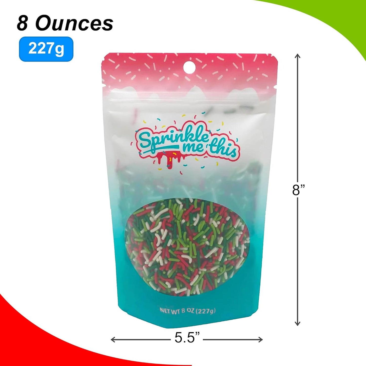Sprinkle Me This – Mistletoe Magic Sprinkle Mix – 4, 8 & 12 oz – Festive Dessert Topping for Cookies, Cupcakes, and Cakes