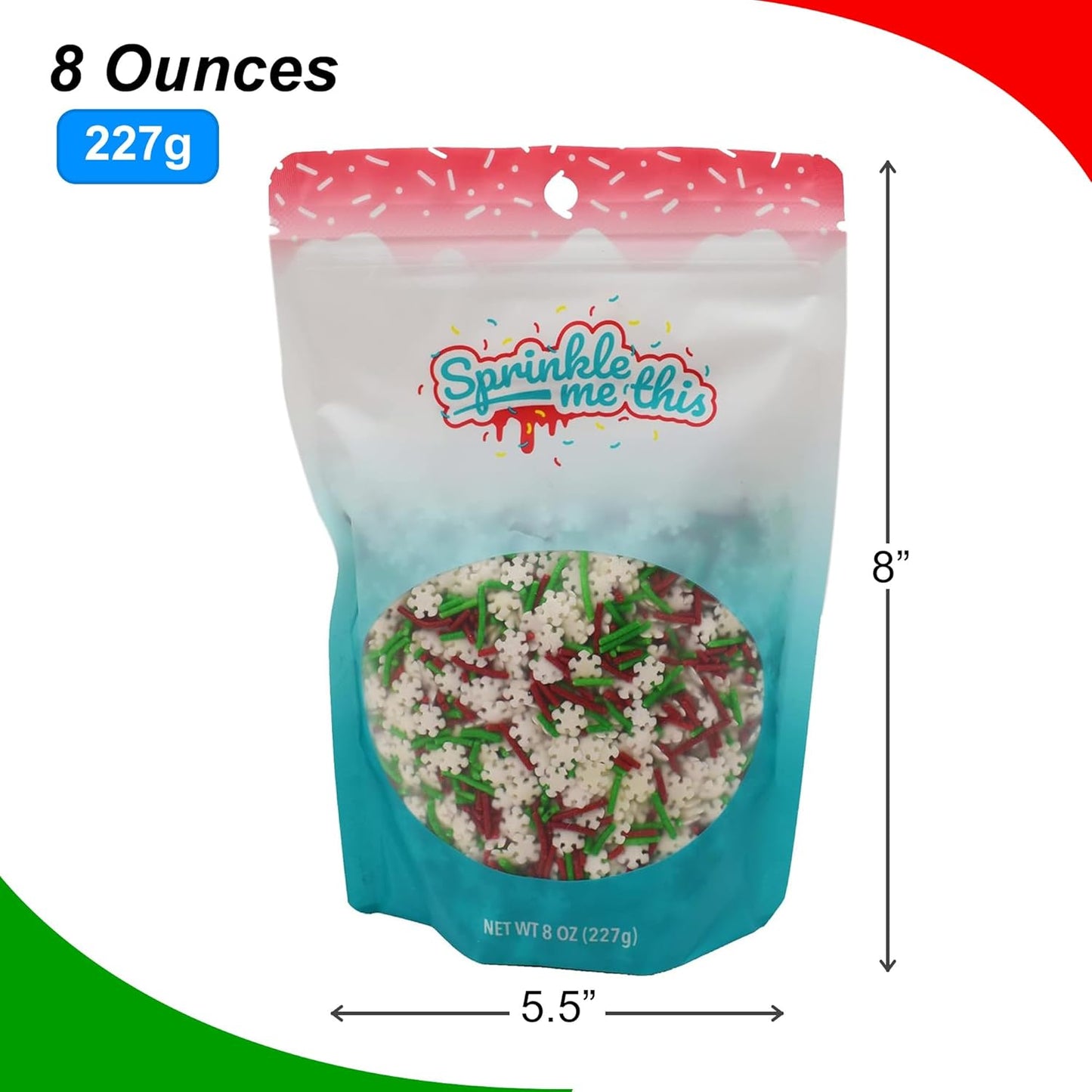 Sprinkle Me This – Jimmies and Snowflakes Sprinkles – 4, 8 & 12 oz – Festive Dessert Topping for Cookies, Cupcakes, and Cakes
