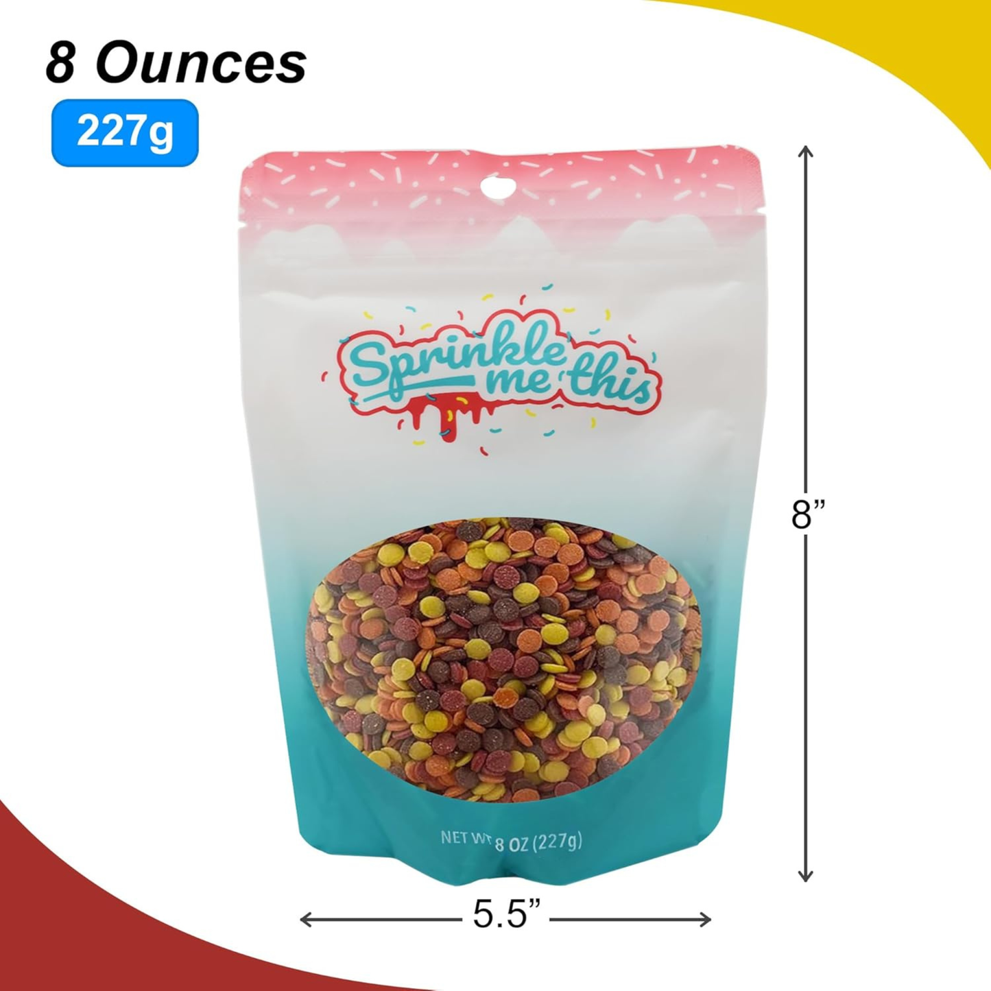 Sprinkle Me This - Harvest Season Sensation Confetti Mix Edible Sprinkles - 4, 8 & 12 oz - Fall Dessert Topping for Cookies, Cupcakes & Cakes