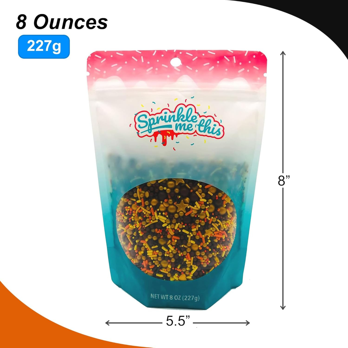 Sprinkle Me This - Harvest Season Blend Edible Sprinkles - 4, 8 & 12 oz - Fall Dessert Topping for Cookies, Cupcakes & Cakes