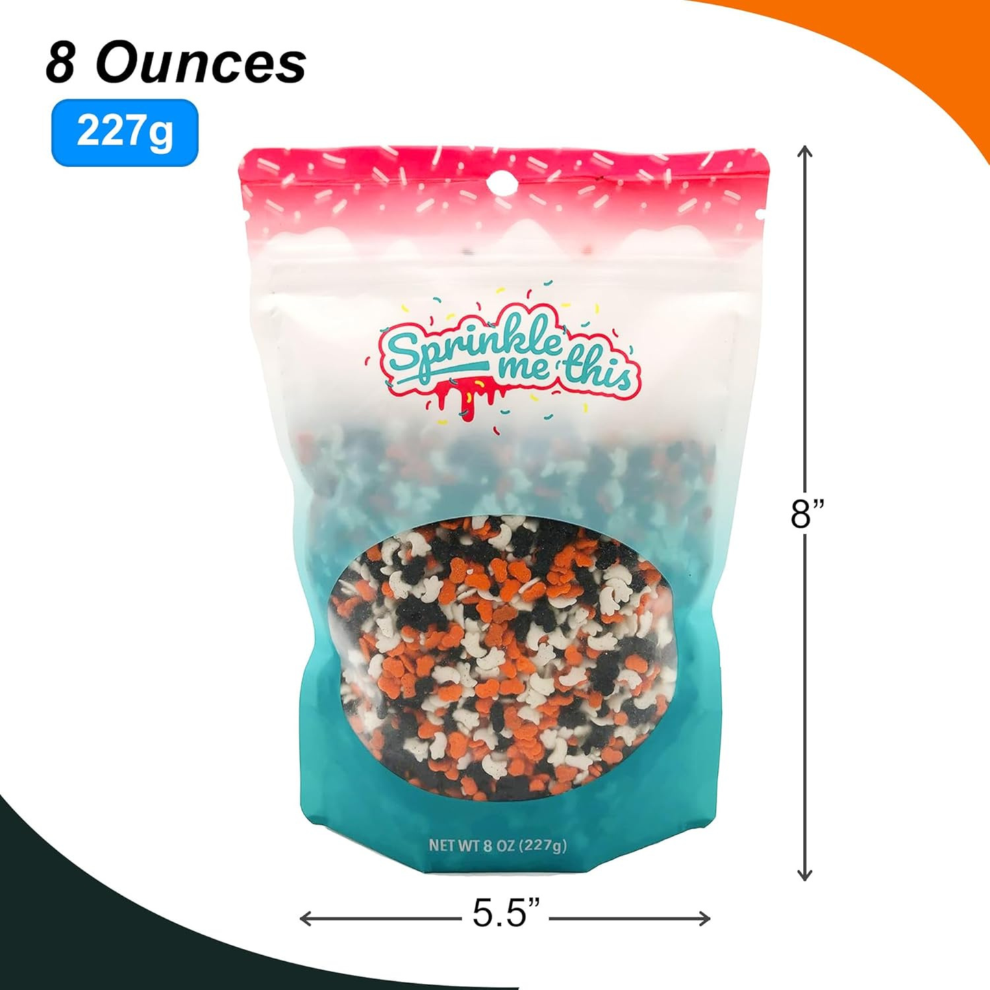 Sprinkle Me This – The Shapes of Halloween Sprinkle Mix – 4, 8 & 12 oz – Halloween Dessert Topping for Cookies, Cupcakes & Cakes
