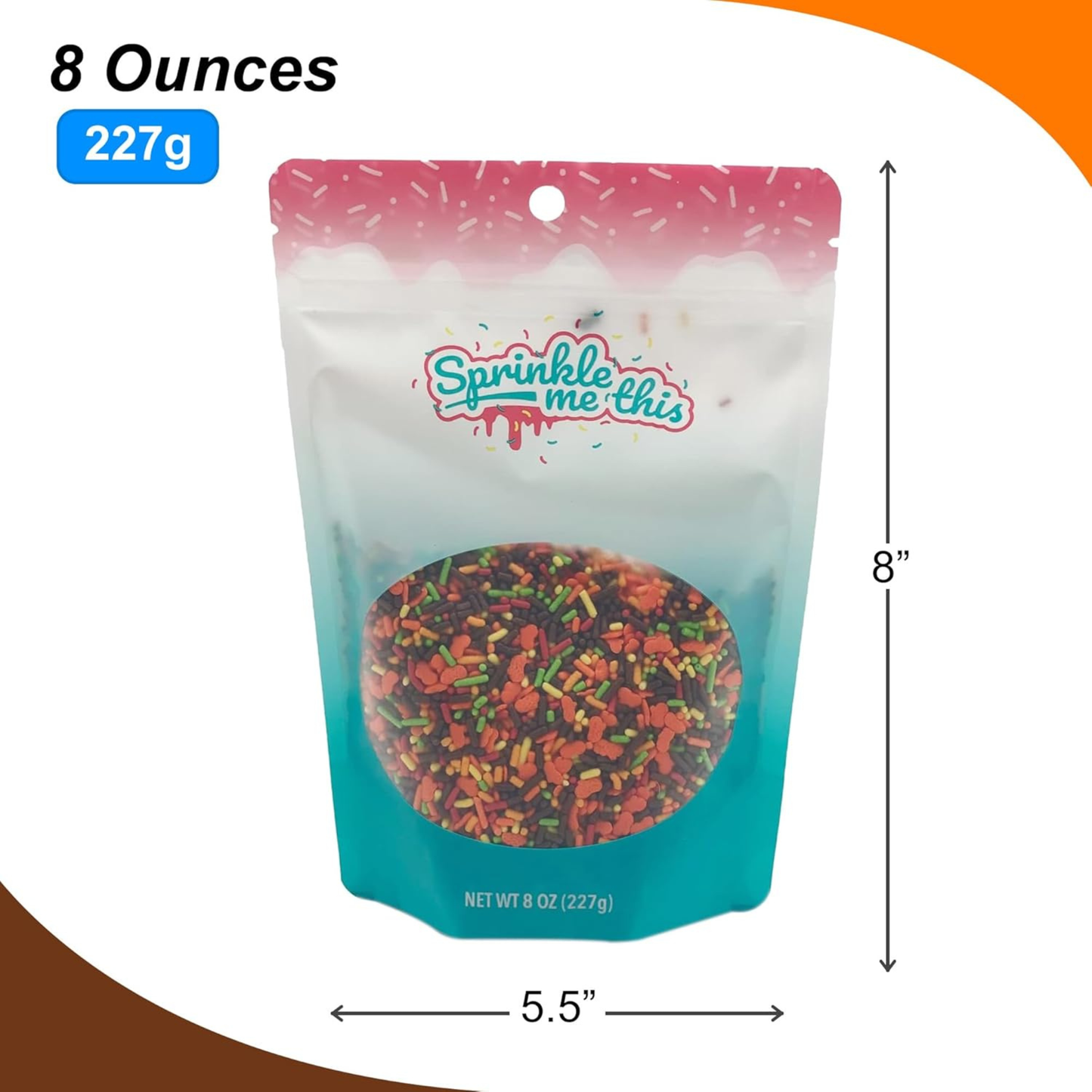 Sprinkle Me This – Pumpkin Decorrette Blend Edible Sprinkles – 4, 8 & 12 oz – Fall Dessert Topping for Cookies, Cupcakes & Cakes