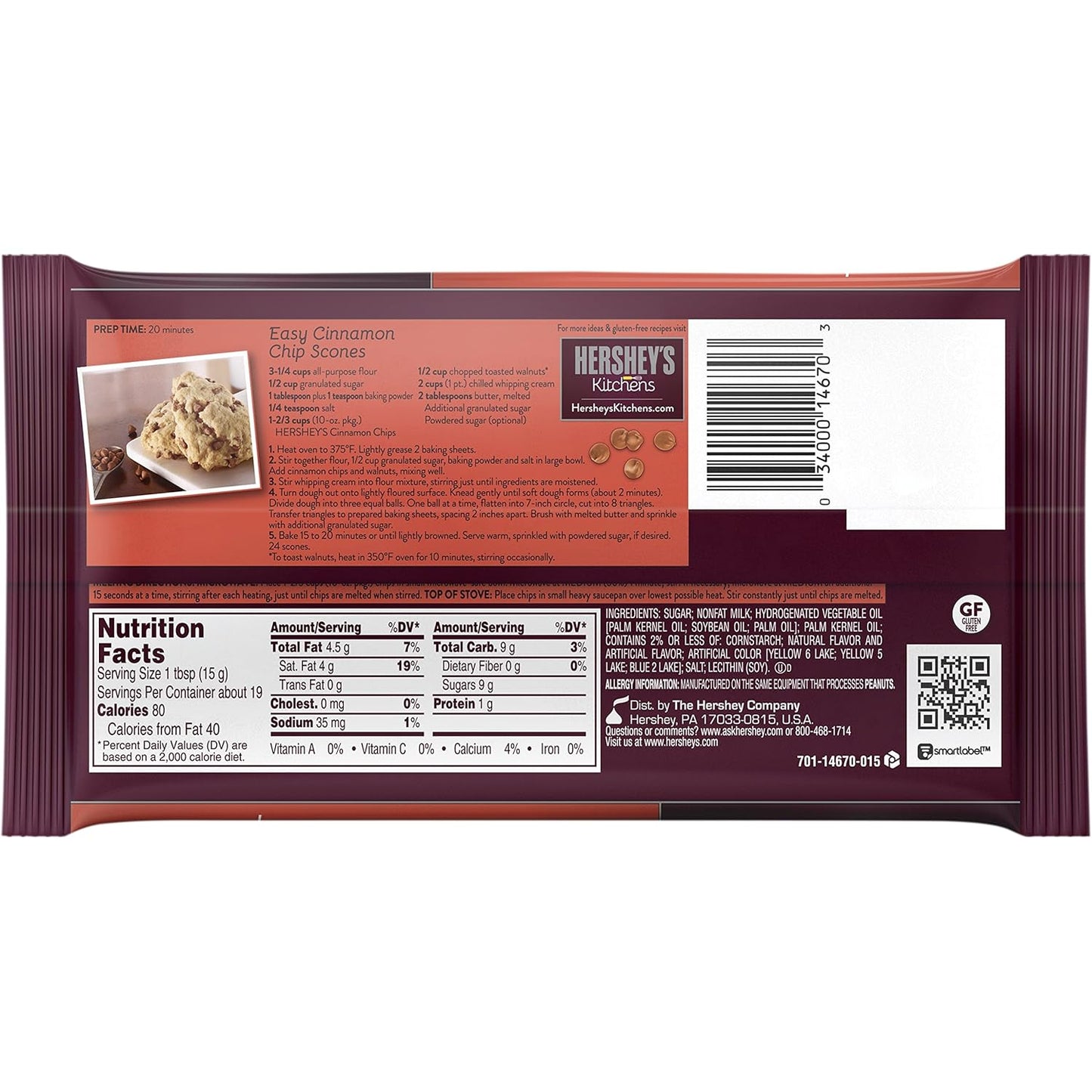 Hershey’s Baking Chips – Cinnamon 10 oz & Premier White 12 oz – Premium Baking Chips for Cookies, Candy, and Desserts