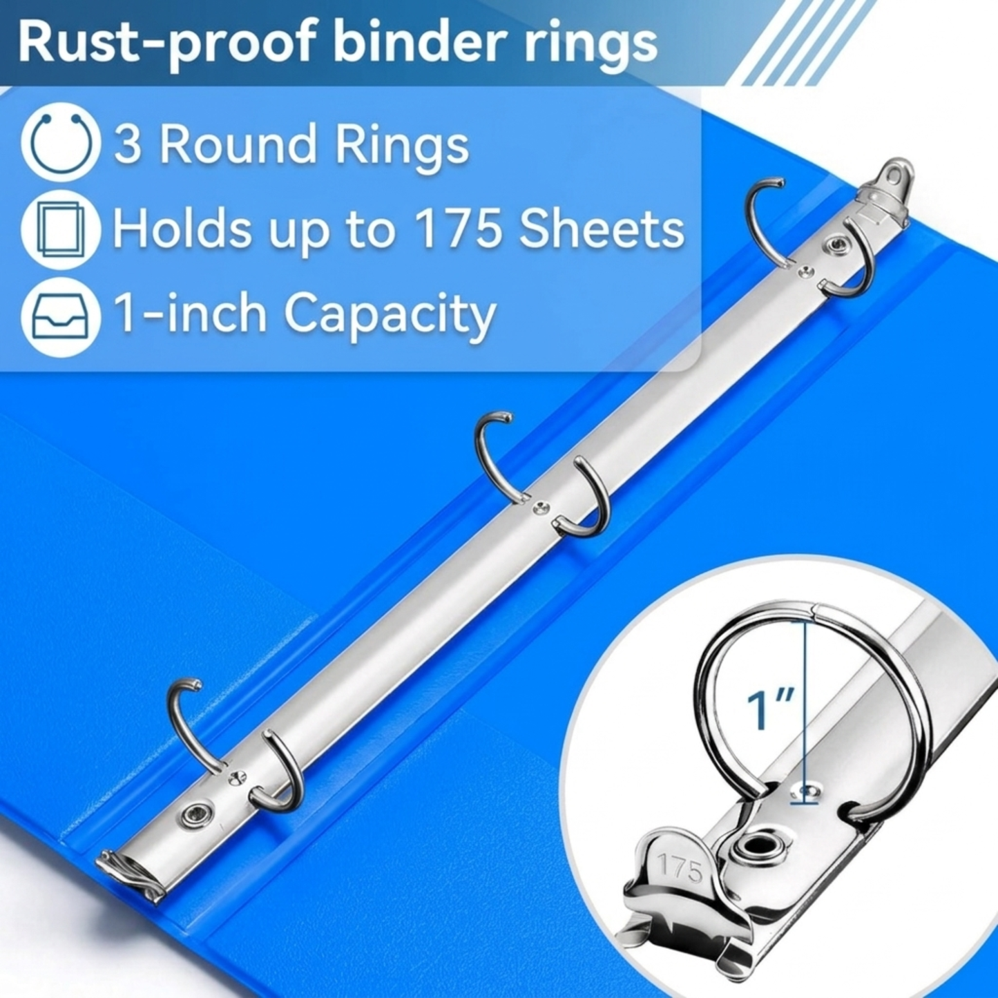 School Supply Boxes | 1" 3 Ring Binder with Pockets  | Available in 1 Pack, 3 Pack, 5 Pack, 10 Pack, 24 Pack | Avaiilable in Black, White, Red, Blue, & Assorted