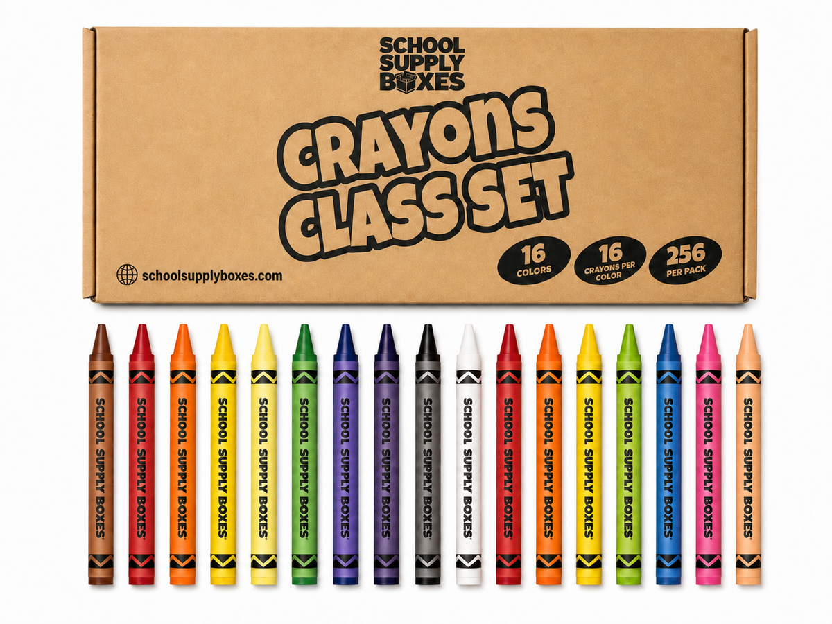 School Supply Boxes | (256 ct.) Crayons Classroom Supply Pack | 16 Colors & 16 Crayons per Color | Supplies for Teachers, Students & Classrooms | Available in 1 Pack, 3 Pack, & 6 Pack