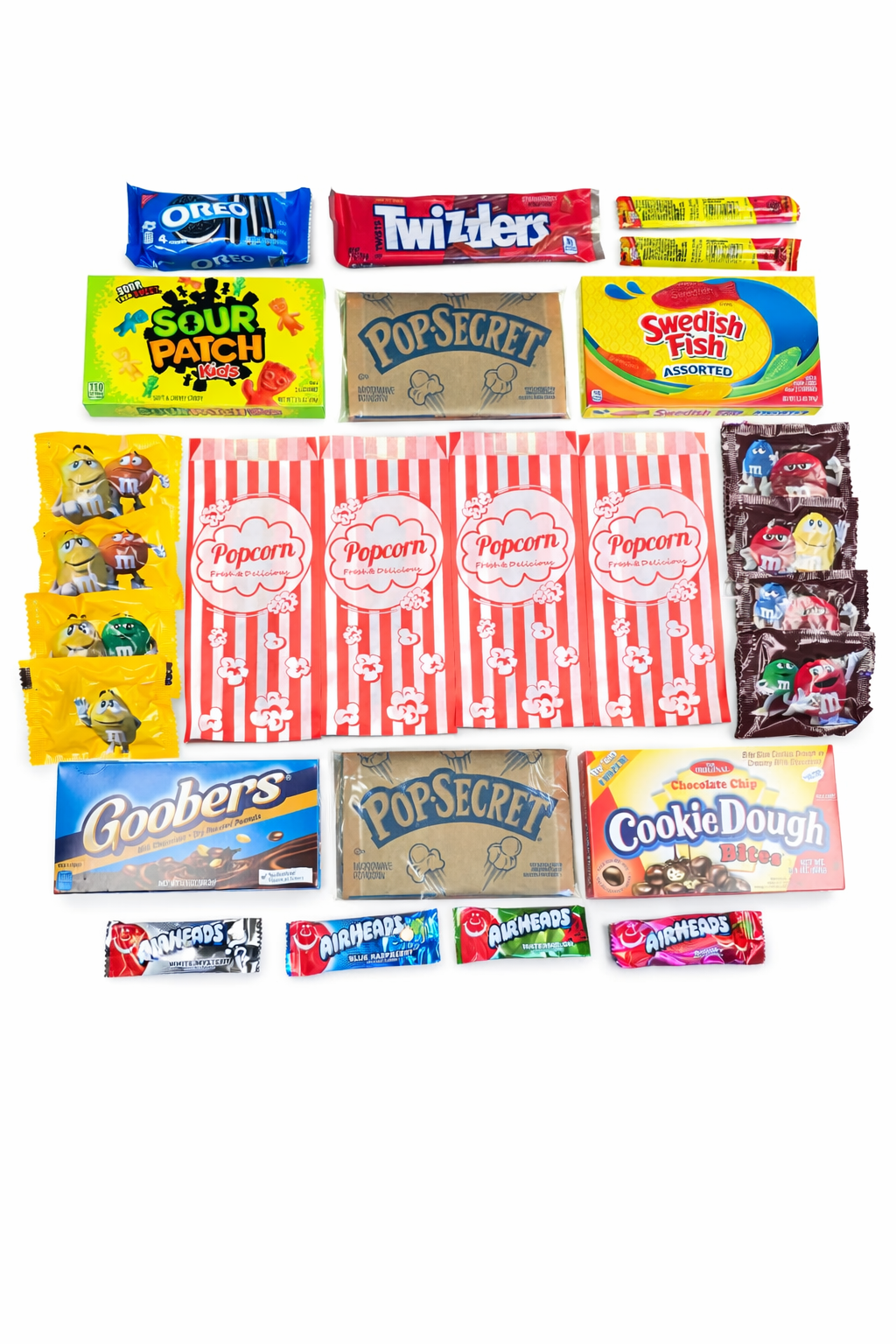 Gift Box Garden – 27-Piece Movie Night Snack Gift Box – Popcorn, Candy, Chocolate, Cookies & Savory Snacks