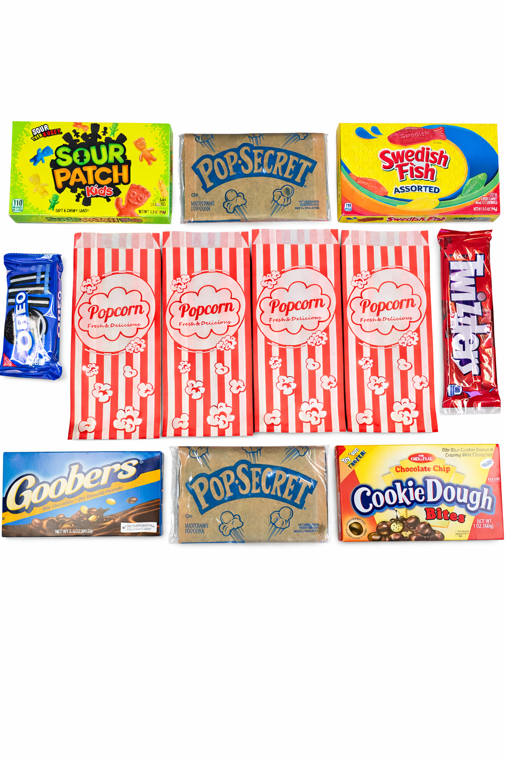 Gift Box Garden – 27-Piece Movie Night Snack Gift Box – Popcorn, Candy, Chocolate, Cookies & Savory Snacks