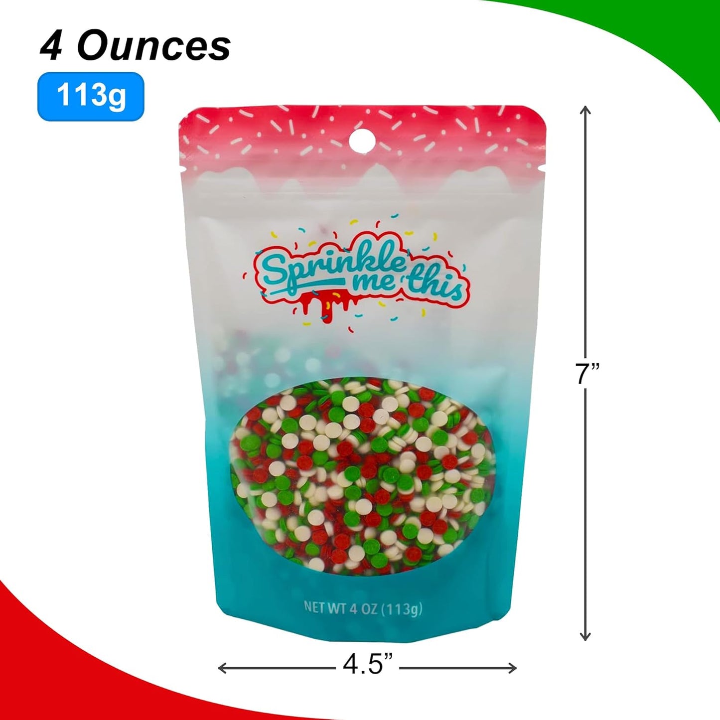 Sprinkle Me This – Christmas Edible Sprinkles Variety Collection – 4 oz – Dessert Toppings for Cookies, Cupcakes & Cakes