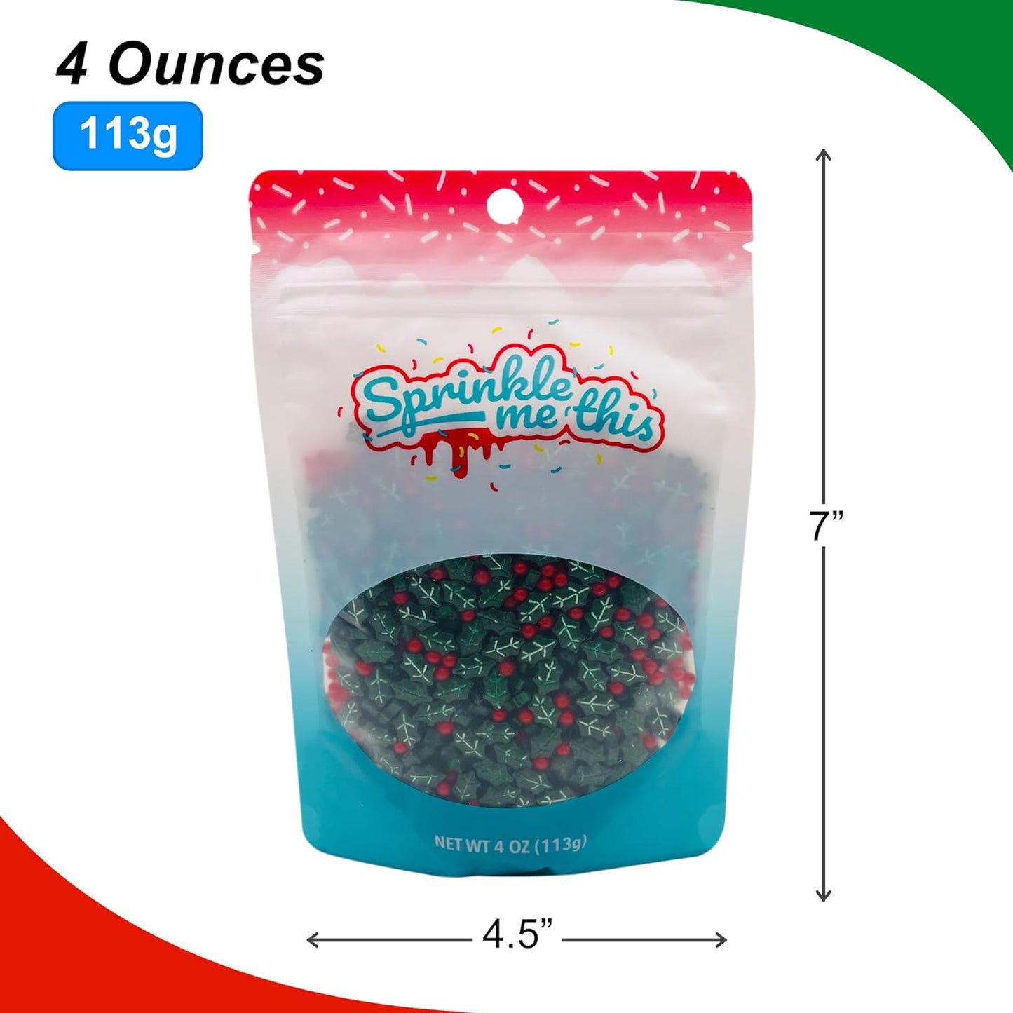 Sprinkle Me This – Christmas Edible Sprinkles Variety Collection – 4 oz – Dessert Toppings for Cookies, Cupcakes & Cakes
