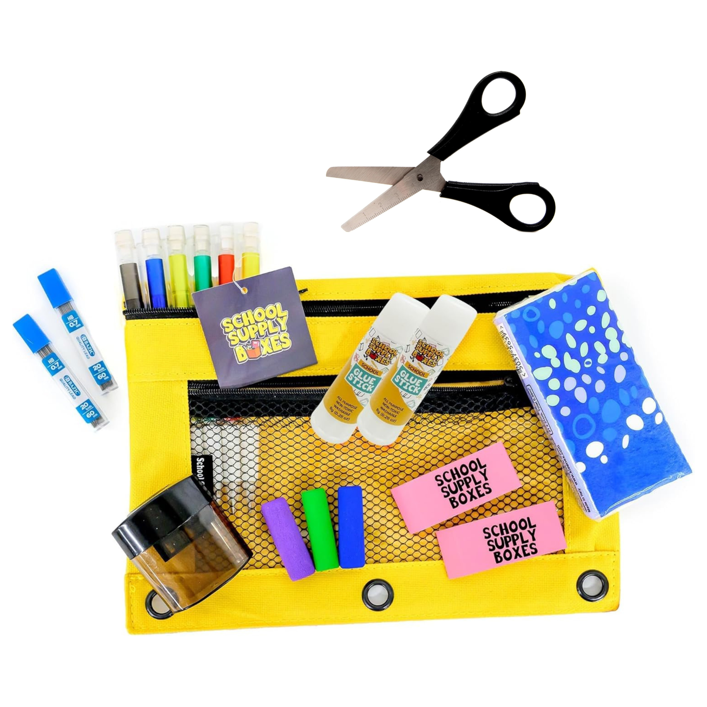 School Supply Boxes | Pre-Filled Pencil Bag Kits | School Supply Pouches for Elementary, Secondary, Math, High School & College