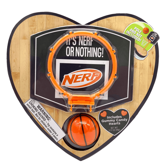 Frankford Nerf Valentine’s Basketball Heart Gummy Candy Box – 3.17 oz with Mini Hoop