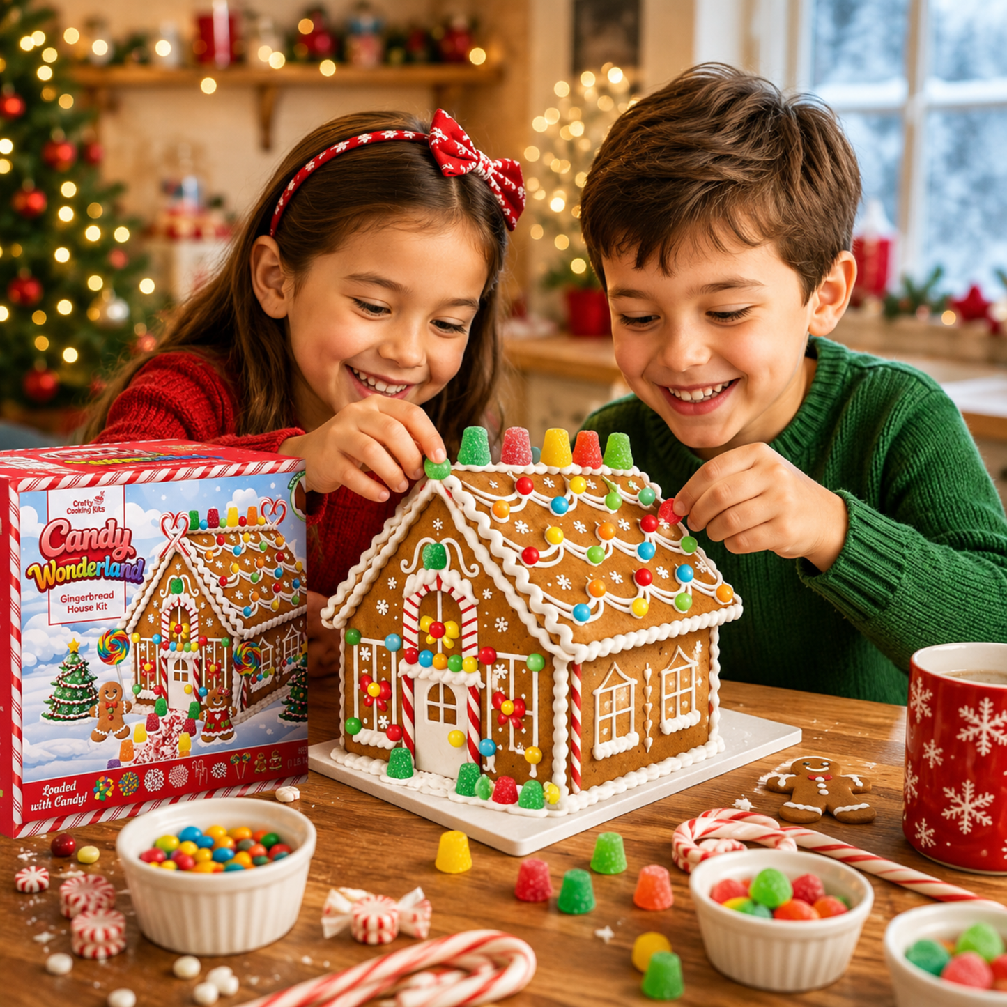 Treat Yourself! | Candy Wonderland Mini & Candy Wonderland Full Size Gingerbread House Baking Kits | Holiday Cookie Decorating | Includes Icing, Gumdrops, Lollipops & Candy Decorations