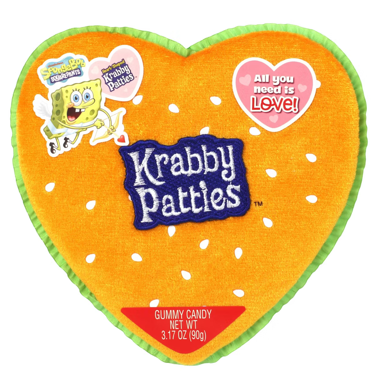 Frankford Krabby Patty Plush Heart 3.17 oz – SpongeBob Valentine’s Day Gummy Candy Gift