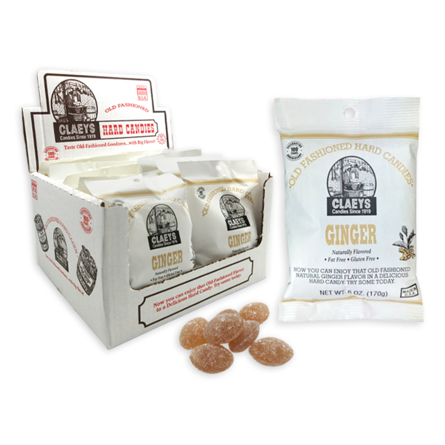 Claeys Old Fashioned Hard Candies – 6 oz Bag – Multiple Flavors Available – 1, 3, or 12 Pack