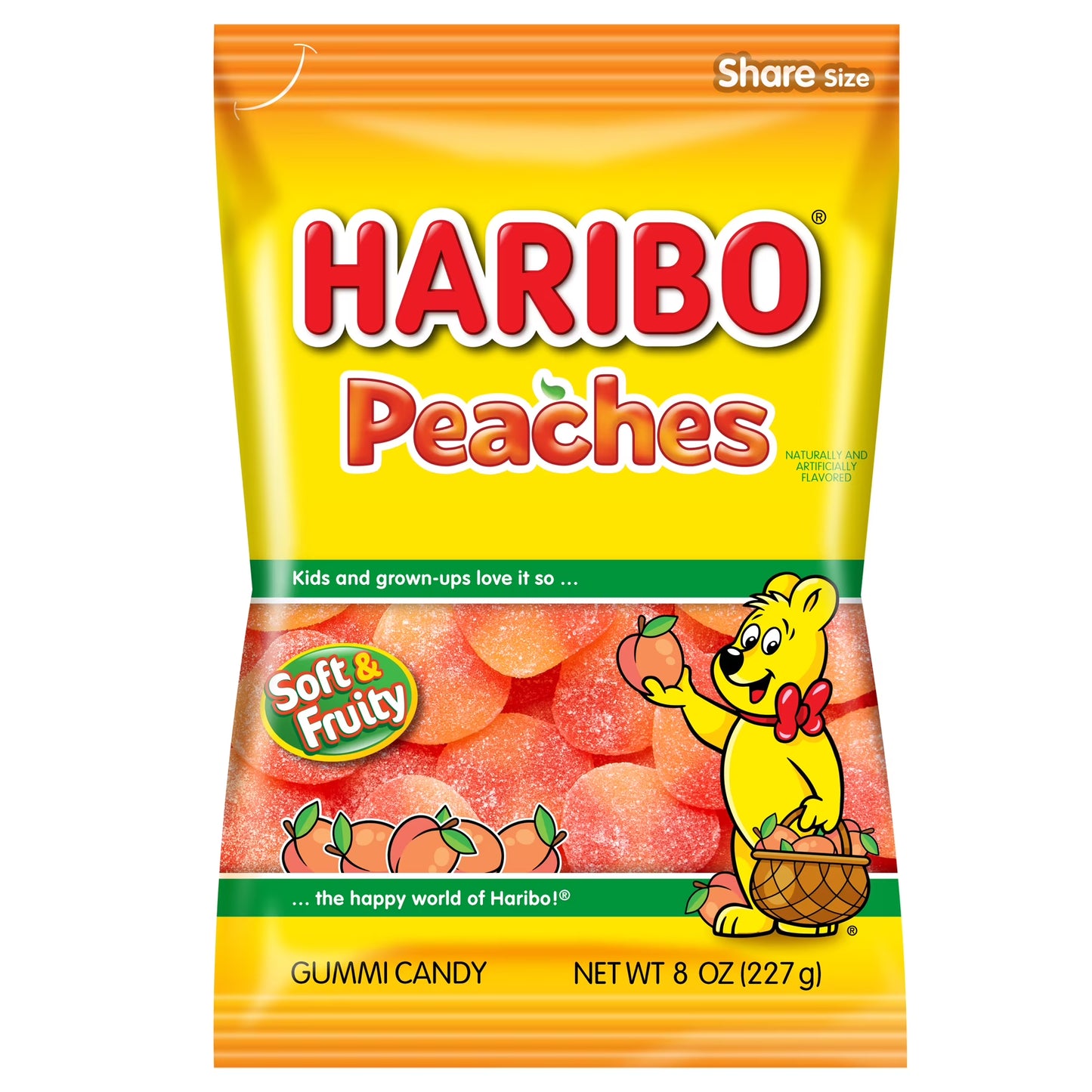Haribo Gummi Candy Peg Bags – 5oz (Happy-Cola & Peaches)