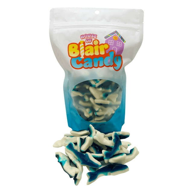 Gummy Sharks Candy – Soft Chewy Shark Gummies with Blue Raspberry Flavor, 1, 2, 3 & 5 lb Bags