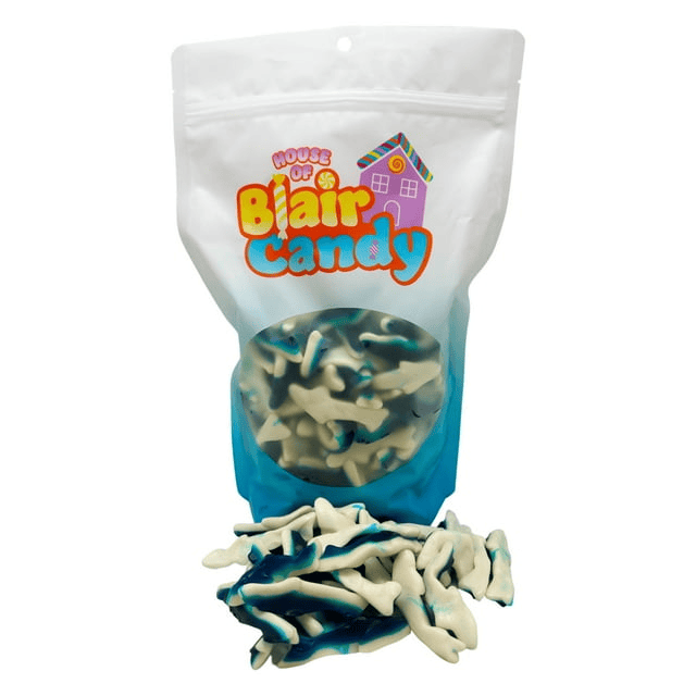 Gummy Sharks Candy – Soft Chewy Shark Gummies with Blue Raspberry Flavor, 1, 2, 3 & 5 lb Bags
