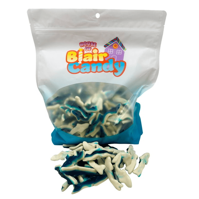 Gummy Sharks Candy – Soft Chewy Shark Gummies with Blue Raspberry Flavor, 1, 2, 3 & 5 lb Bags