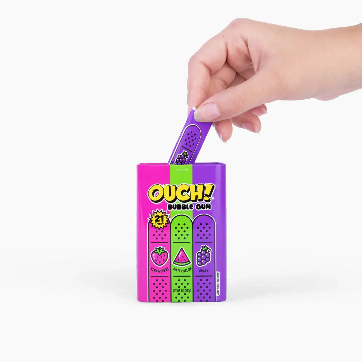 Ouch! Bubble Gum – 2oz Tin | ‘90s Nostalgia Candy in Watermelon, Strawberry & Grape