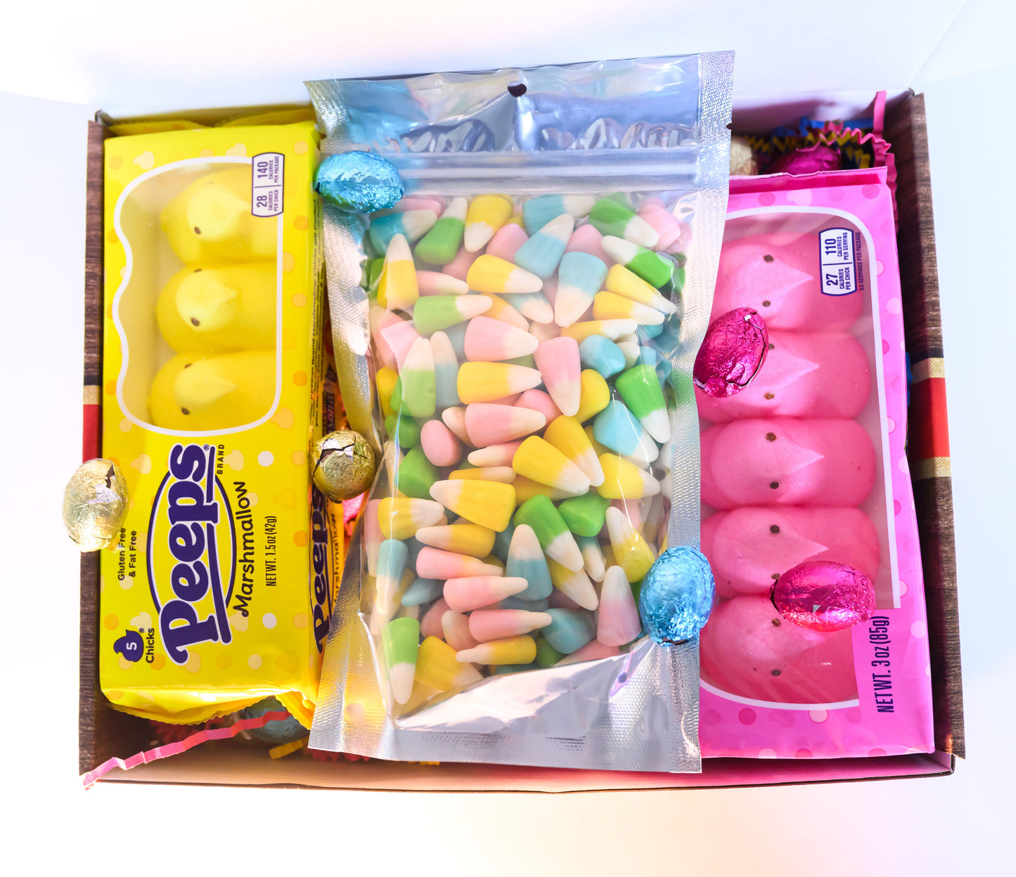 Gift Box Garden | Easter Candy & Chocolate Gift Box | Includes Marshmallow Chicks, Candy Corn & Foil Wrapped Chocolate Eggs | Festive Bunny Basket Treat Assortment
