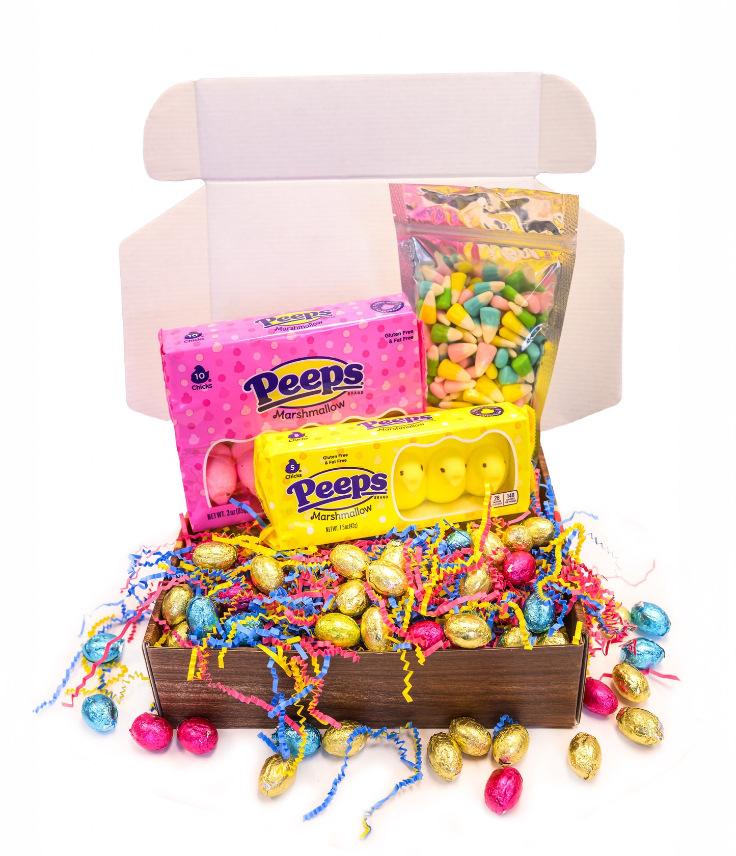 Gift Box Garden | Easter Candy & Chocolate Gift Box | Includes Marshmallow Chicks, Candy Corn & Foil Wrapped Chocolate Eggs | Festive Bunny Basket Treat Assortment