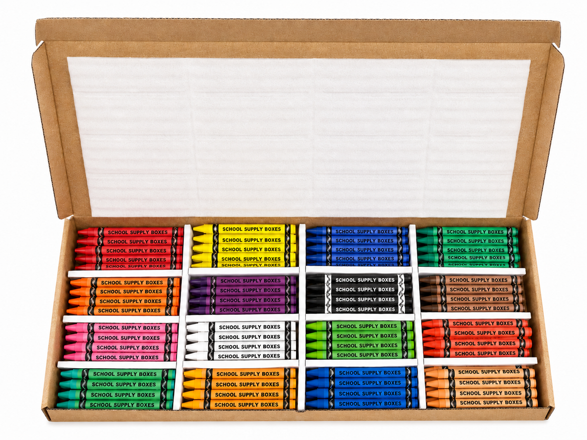 School Supply Boxes | (256 ct.) Crayons Classroom Supply Pack | 16 Colors & 16 Crayons per Color | Supplies for Teachers, Students & Classrooms | Available in 1 Pack, 3 Pack, & 6 Pack