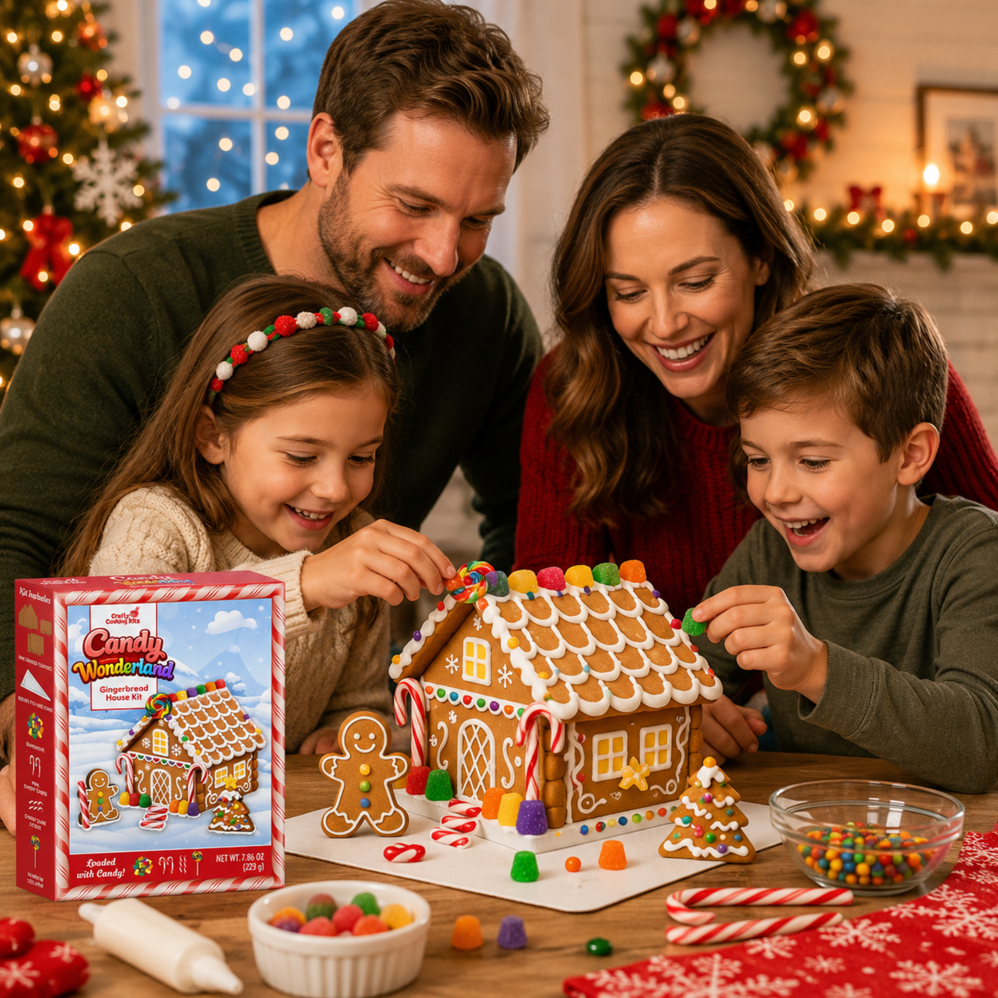 Treat Yourself! | Candy Wonderland Mini & Candy Wonderland Full Size Gingerbread House Baking Kits | Holiday Cookie Decorating | Includes Icing, Gumdrops, Lollipops & Candy Decorations