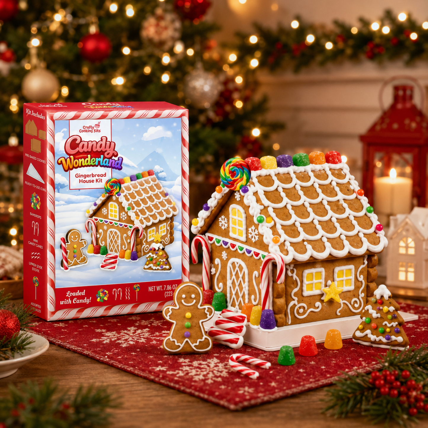Treat Yourself! | Candy Wonderland Mini & Candy Wonderland Full Size Gingerbread House Baking Kits | Holiday Cookie Decorating | Includes Icing, Gumdrops, Lollipops & Candy Decorations