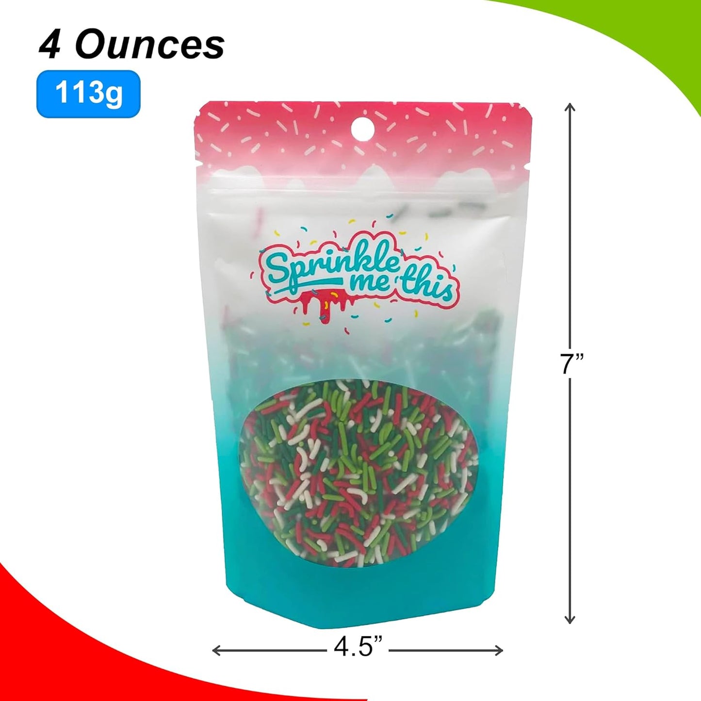 Sprinkle Me This – Christmas Edible Sprinkles Variety Collection – 4 oz – Dessert Toppings for Cookies, Cupcakes & Cakes