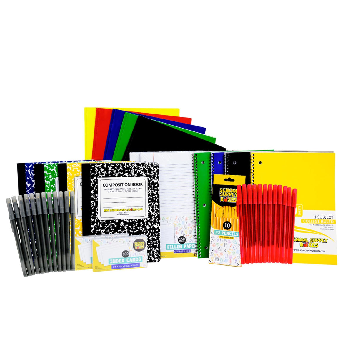 School Supply Boxes | High School Writing Bundle (72 Piece) | House Brand Edition | Available in a Box (1 Unit), a Case (2 Units), and a Pallet (112 Units)