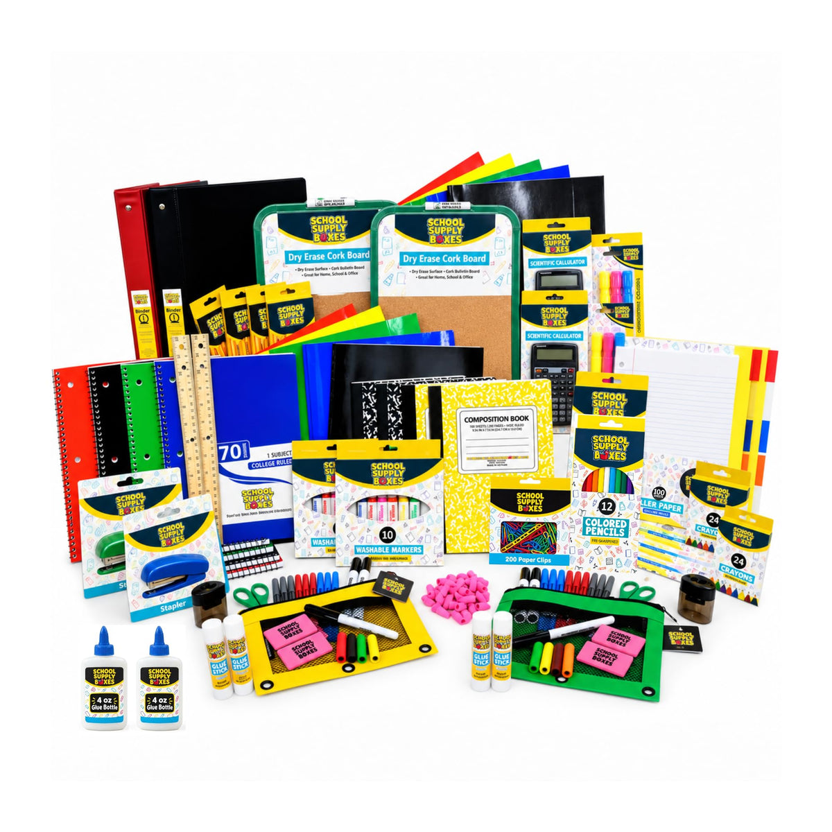 School Supply Boxes | Mega Back to School Bundle (308 Piece) | House Brand Edition | Available in a Box (1 Unit), a Case (2 Units), and a Pallet (36 Units)