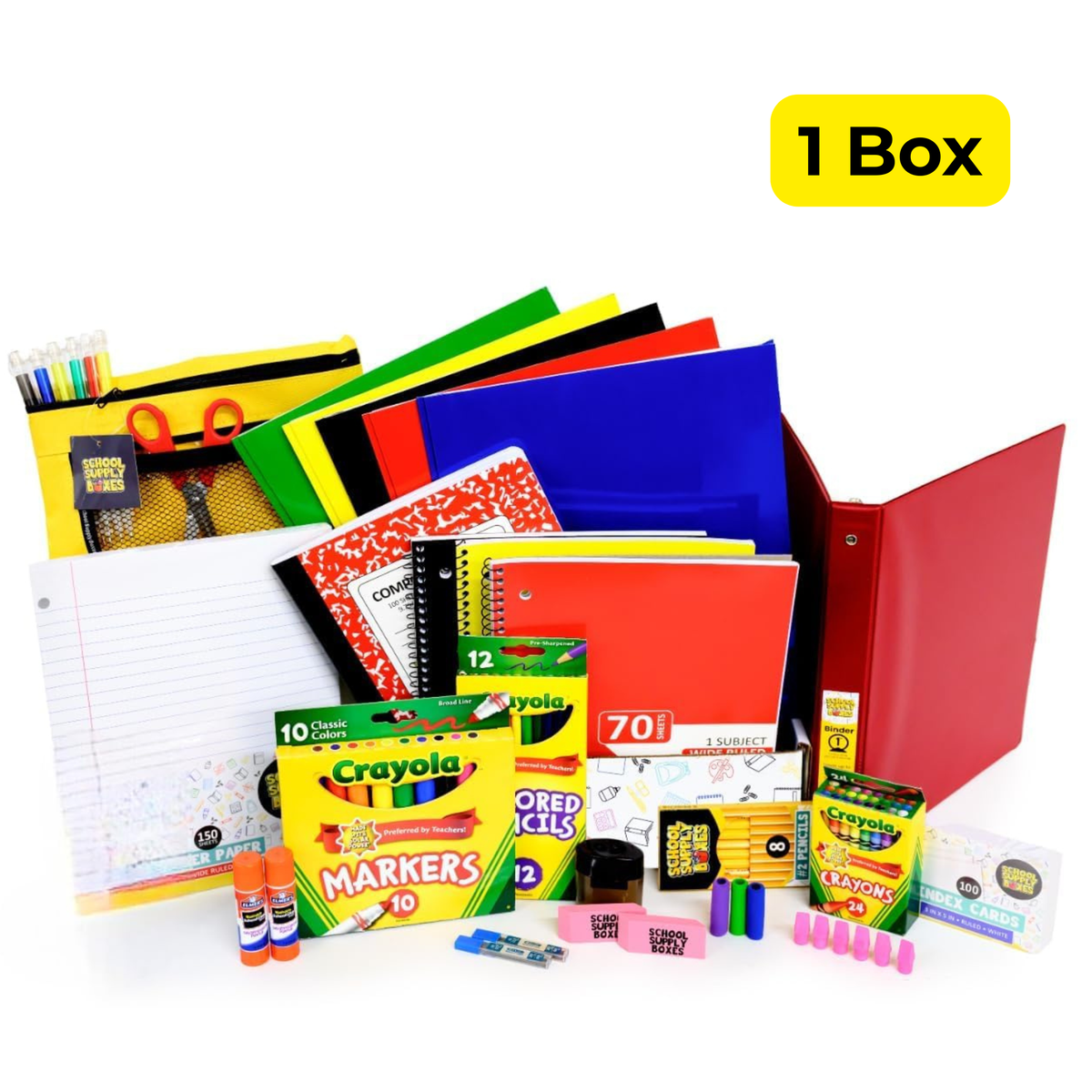 School Supply Boxes | Elementary School Bundle | Back To School Essentials Kit for Students & Teachers | Box (1), Case (4), Pallet (180)